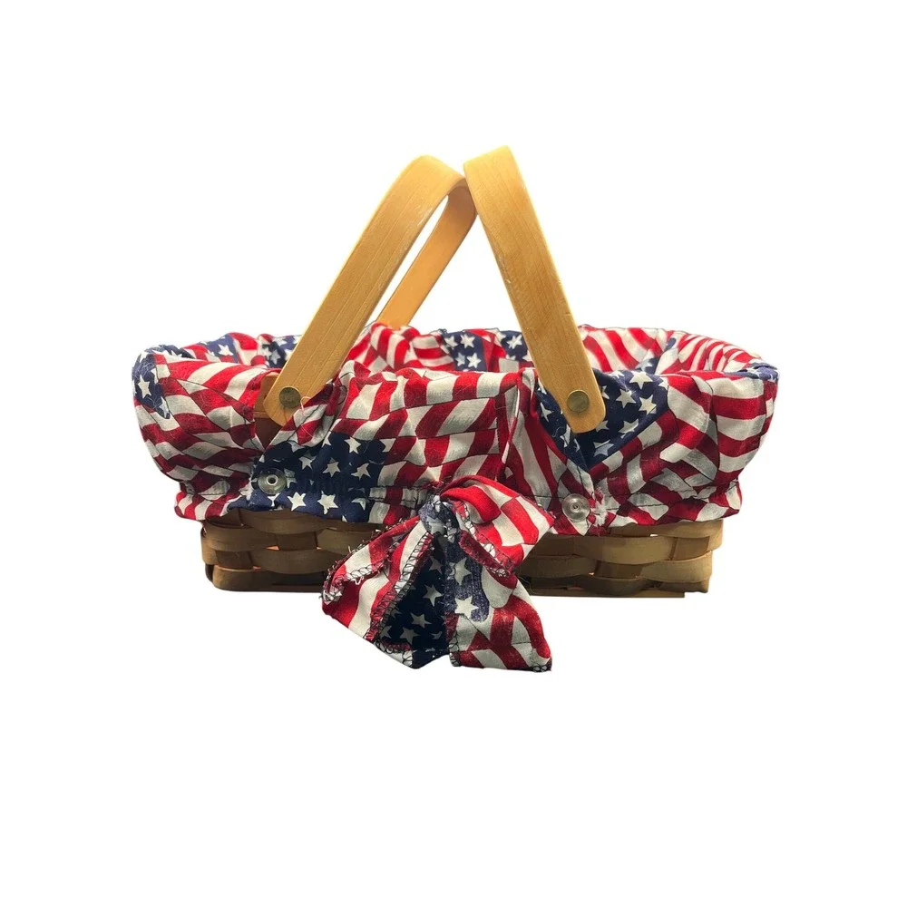 Patriotic Americana Basket Red White Blue Stars‎ Stripes Fabric Liner Decor